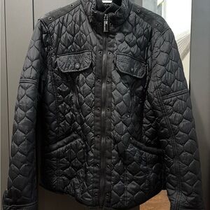 INC International Concepts Black Quilted Bomber Jacket